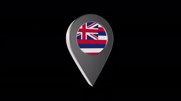 3d Animation Map Navigation Pointer With Hawaii Flag With Alpha Channel - 4K alt