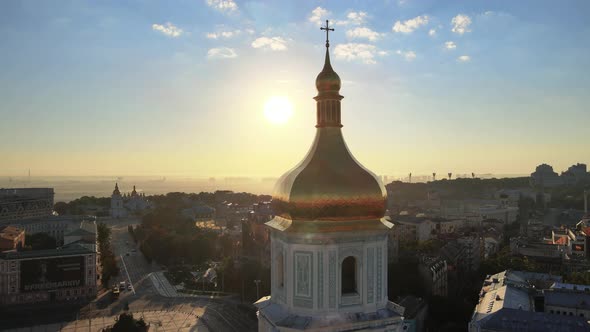 Kyiv. Ukraine. Aerial View : St. Sophia Church in the Morning at Dawn. alt