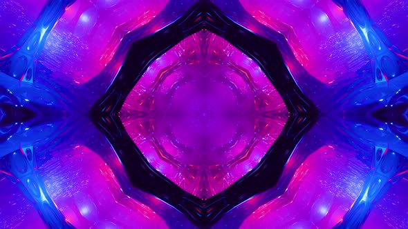 Neon glowing kaleidoscope. Looped animation