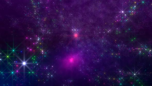 Colorful Galaxy Space Travel Stars Moving Loop Background