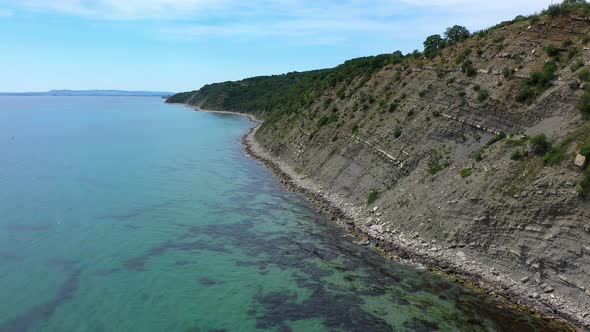 Aerial view to beautiful rocky coastline