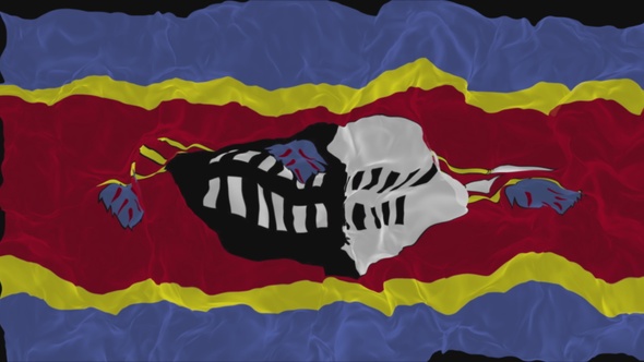 flag Eswatini turns into smoke. State weakening concept a crisis, alpha channel alt