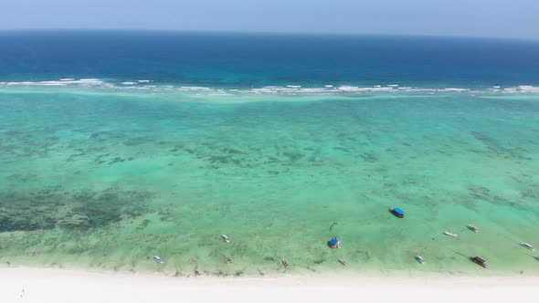 Ocean Coastline Barrier Reef By Beach Hotels at Low Tide Zanzibar Aerial View alt