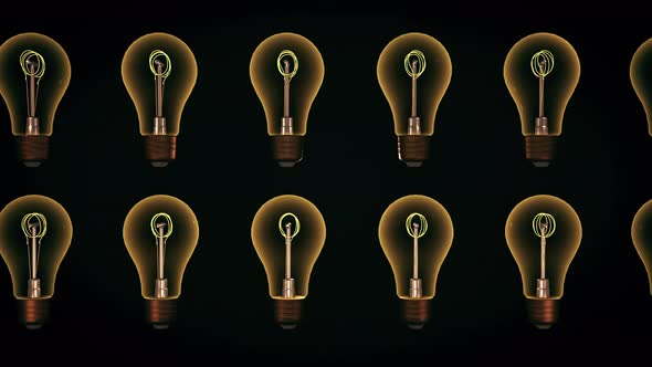 Light Bulbs Shine In Motion On Creative Solution Idea Concept Background alt