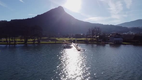 Panoramic Aerial View of Chateau De Duingt on Annecy Lake, France