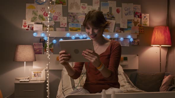 Teenager with Nasal Cannula Video Calling alt