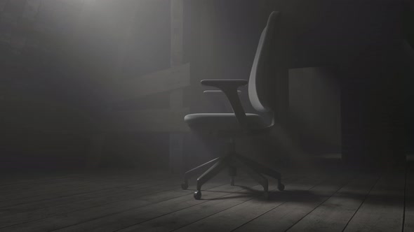 Rotating Office Chair Illuminated From Light Rays