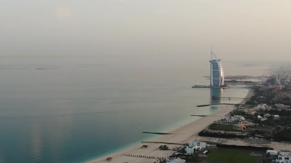 Gorgeous Beach of Persian Gulf with Burj Al Arab Hotel on the Horizon alt