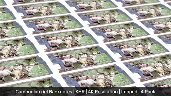 Cambodia Banknotes Money / Cambodian riel / Currency ៛ / KHR / 4 Pack - 4K alt