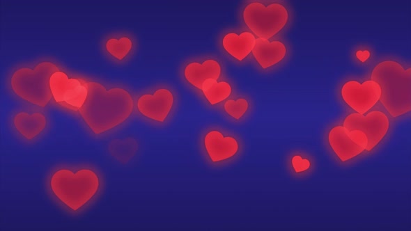 Flying Red Hearts Abstract Particles Blue Background Loop alt