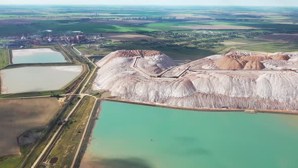 Mountains of Products for the Production of Potash Salt and Artificial reservoirs.Salt Mountains alt