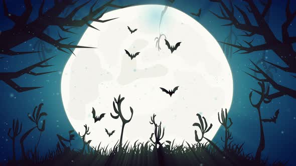 Moon Halloween Cartoon Looped Footage