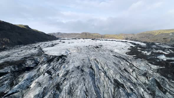 Epic Flight Over Melting Glacier In Iceland