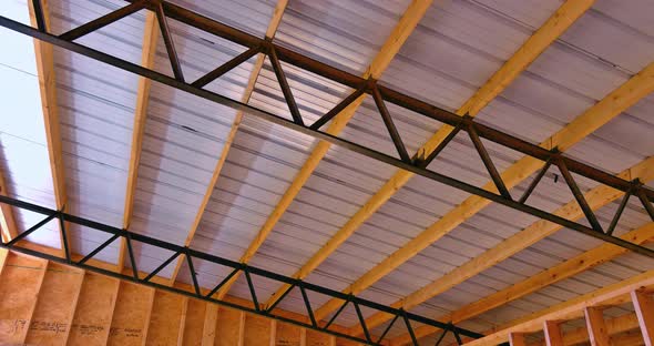 A Large Steel Roof Frame for t Building a Storage Warehouse for Installing alt