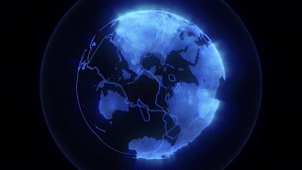 Digital Blue Planet Earth on a Black Background