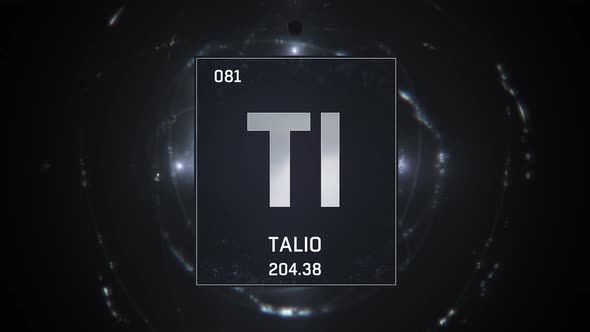 Thallium as Element 81 of the Periodic Table on Silver Background in Spanish Language