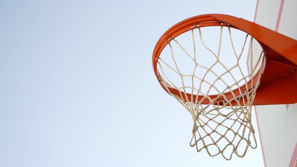 Basketball Court Outdoors Orange Hoop Net and Backboard for Basket Ball Game