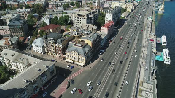 Aerial Drone Footage of Postal Square Area of Podil in Kiev alt