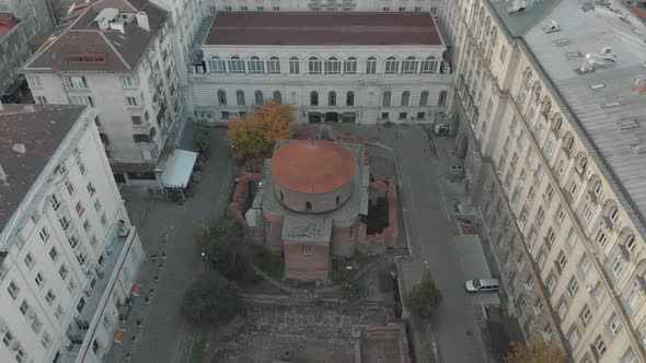 Church St. George Rotunda, Sofia, Bulgaria - Aerial Drone 4K alt