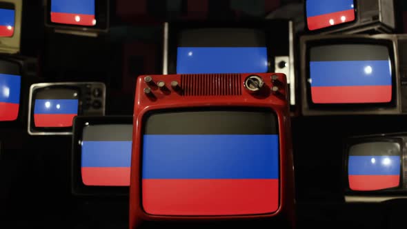 Donetsk People's Republic flag and Retro TVs. alt