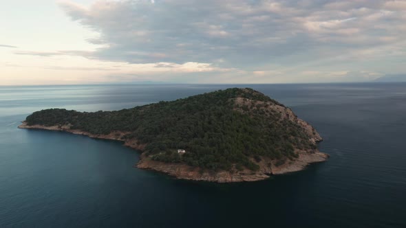 Drone flight around the coastline of Thasos island alt