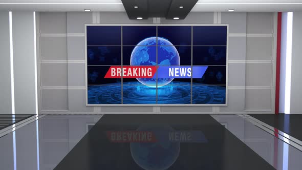 Virtual News Studio Set Green Screen Background Loop 4k alt