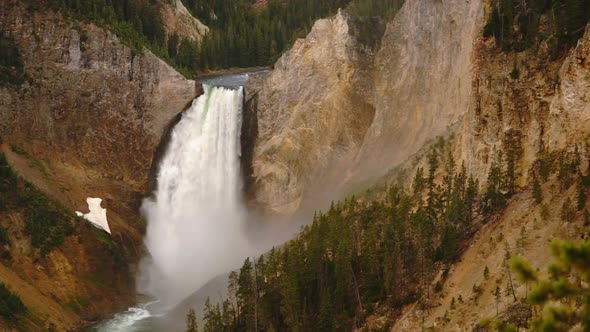 High Flow Water Going Over Yellowstone Falls