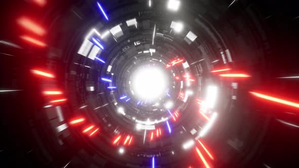 Abstract Spiral Red and Blue Light Laser Beam Tunnel 4K 01 alt