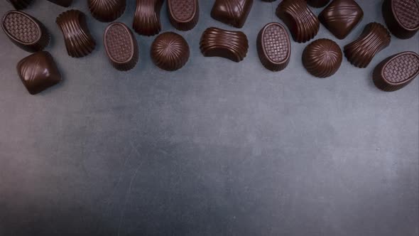 Dark Chocolate Assorted Pralines on Black