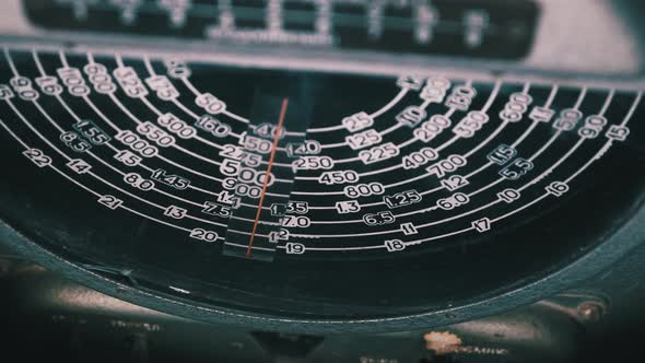 Tuning Iron Antique Receiver with Retro Dial Frequency Scale Big Wartime Radio alt