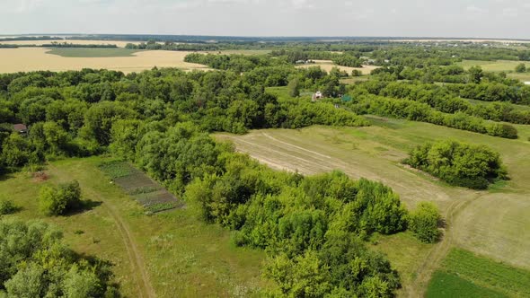 Beautiful Rural Summer Landscape From a Height in Russia