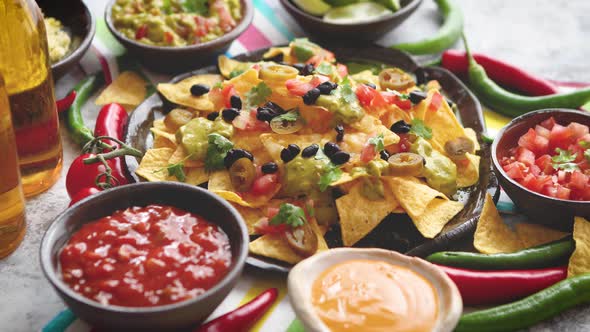 Mexican Corn Nacho Spicy Chips Served with Melted Cheese alt