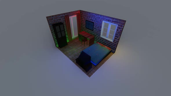 Isometric bedroom interior alt