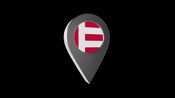 3d Animation Map Navigation Pointer With Flag Of Eindhoven (Netherlands) With Alpha Channel - 4K alt