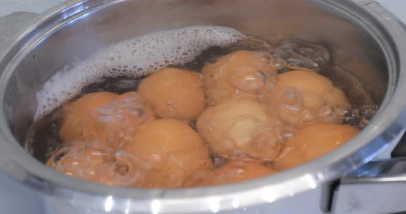 Eggs Are Cooked in a Saucepan