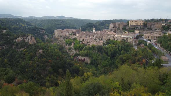 Sorano Medieval Town in Tuscany Aerial View alt