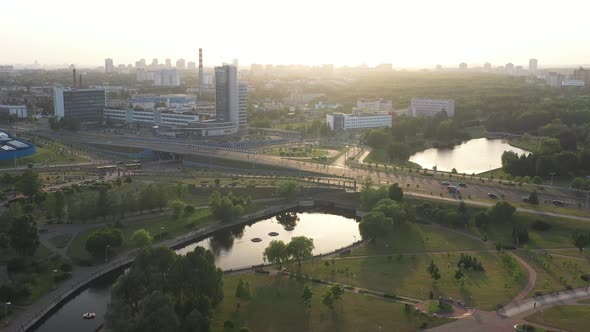 Top View From the Height of Bird Flight on Independence Avenue in Minsk