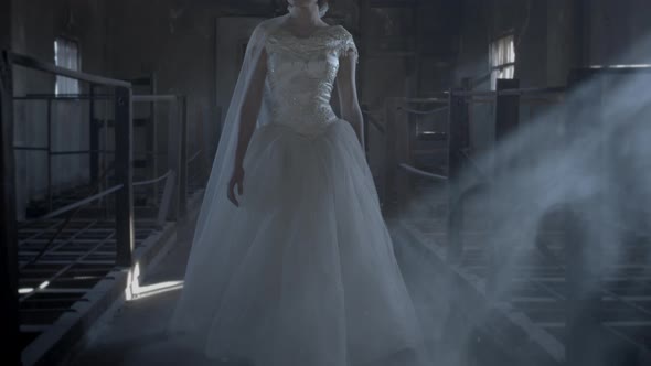 Bride in an abandoned place