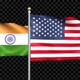 India And United States Two Countries Flags Waving