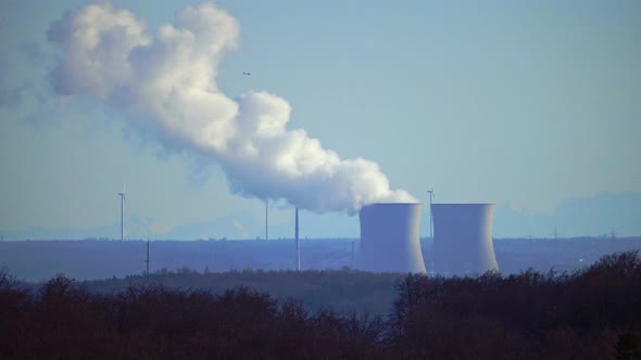 View to Nuclear Power Plant Gundremmingen Germany on a Day of Shut Down