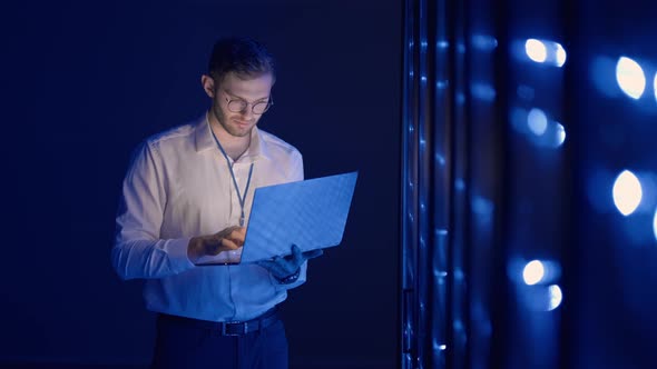 Data Center IT Specialists Coworking in Secure Server Room of Cyberspace alt