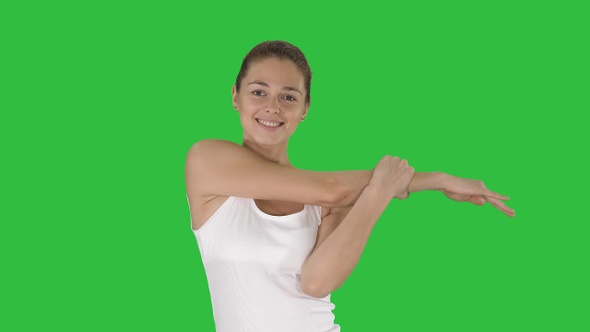 Woman Happy Smiling Woman Stretching Arms While Walking alt