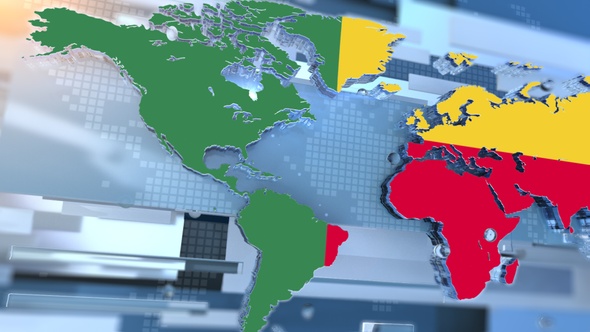 Benin Flag Inside The Shape Of World Map Transition alt