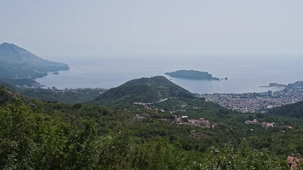 Panoramic View of Budva City Near the Adriatic Sea From Above Montenegro alt