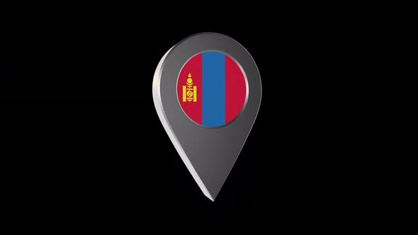 3d Animation Map Navigation Pointer With Mongolia Flag With Alpha Channel - 2K alt