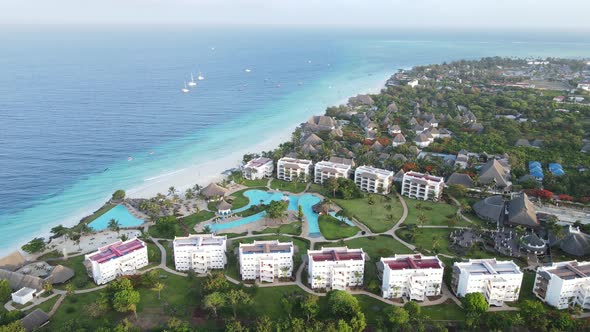 Aerial View of the Beach on Zanzibar Island Tanzania Slow Motion alt