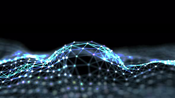 4K blue plexus fantasy. Abstract technology and engineering motion background. alt