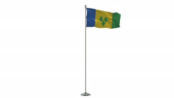 Saint Vincent and the Grenadines   loop 3D Illustration Of The Waving Flag On Long  Pole With Alpha