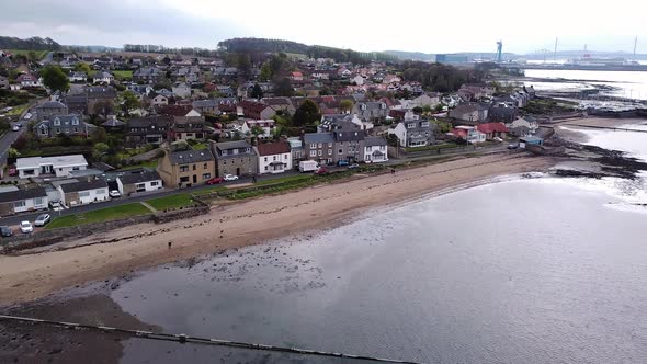 The Village Of Limekilns In Scotland, Located On The Shore Of The Firth Of Forth Bay. Aerial View alt