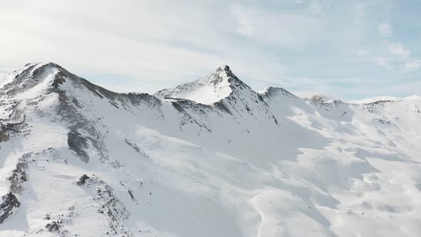 Snow Mountain Range Landscape on Winter Sunny Day